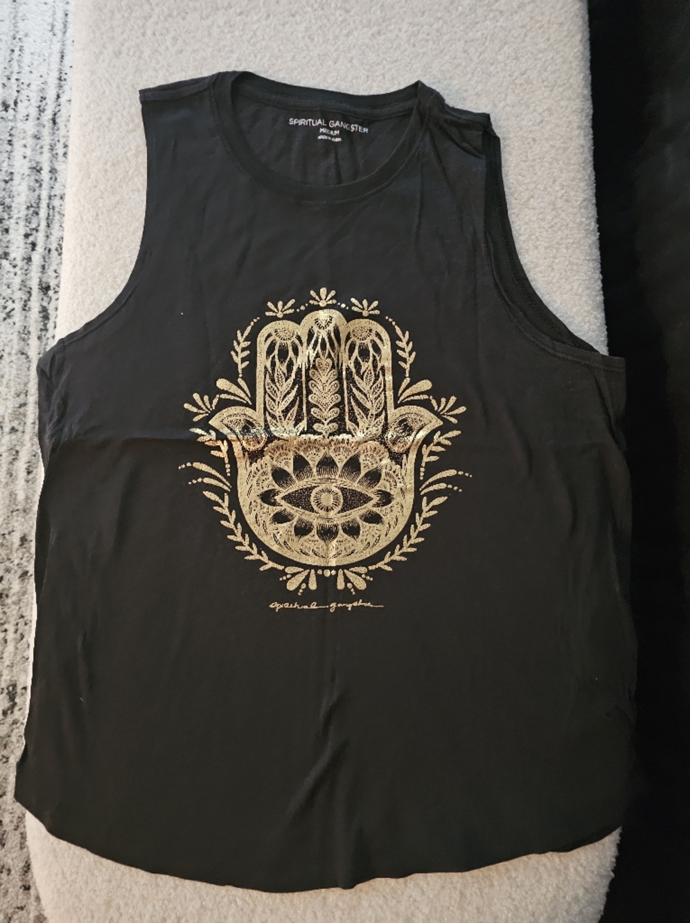 Spiritual Gangster Black Crewneck Tee with White Logo